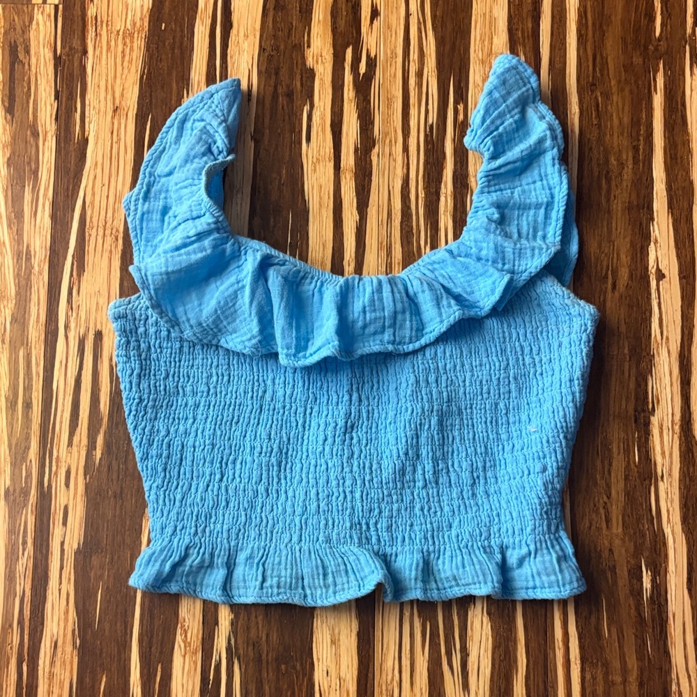American eagle Blue Ruffled Women's Top
